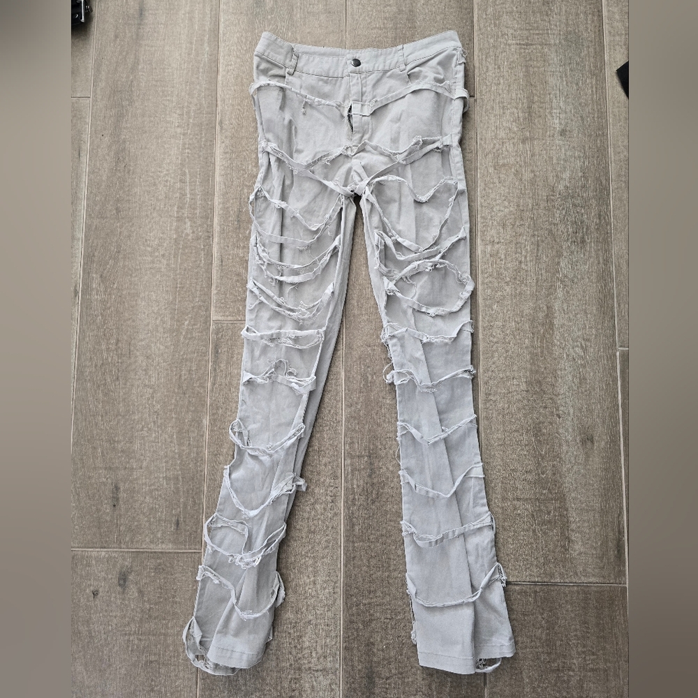 Darker Wavs Strappy Distressed Jeans